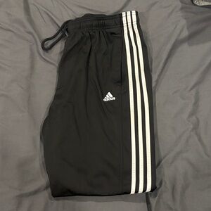 Adidas Kids Black Joggers with White Stripes